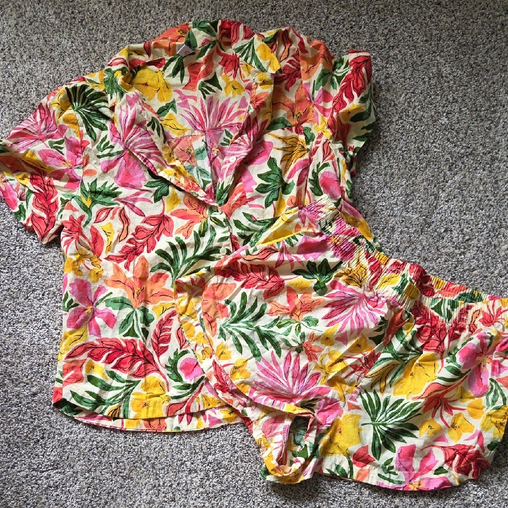 Womens Old Navy Poplin Pajama Set